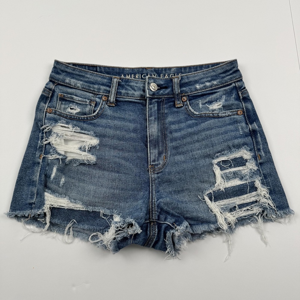 American Eagle Shorts Womens 4 (28 Waist) Distressed High Rise Stretch Frayed